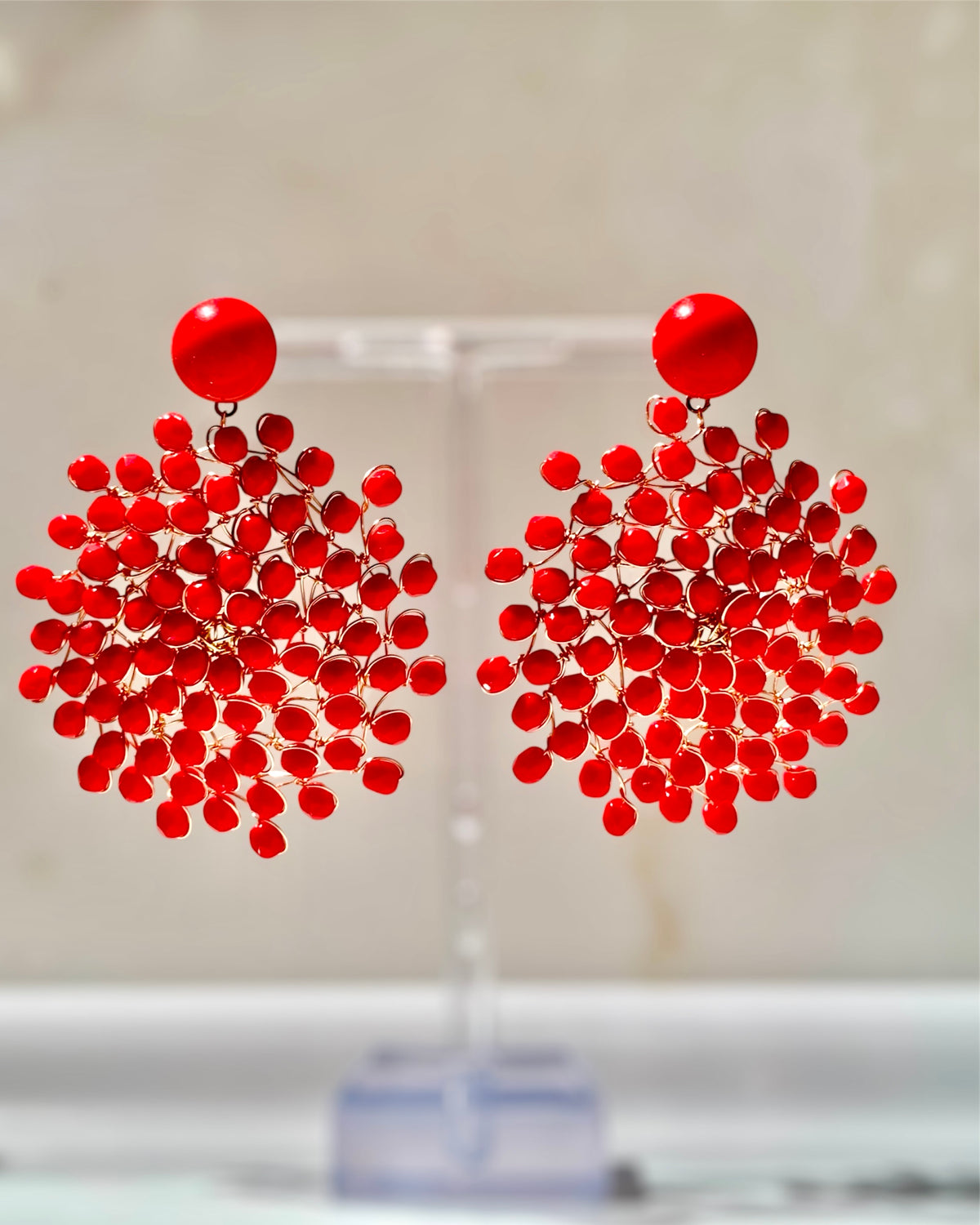 Orecchini Mandála rosso corallo