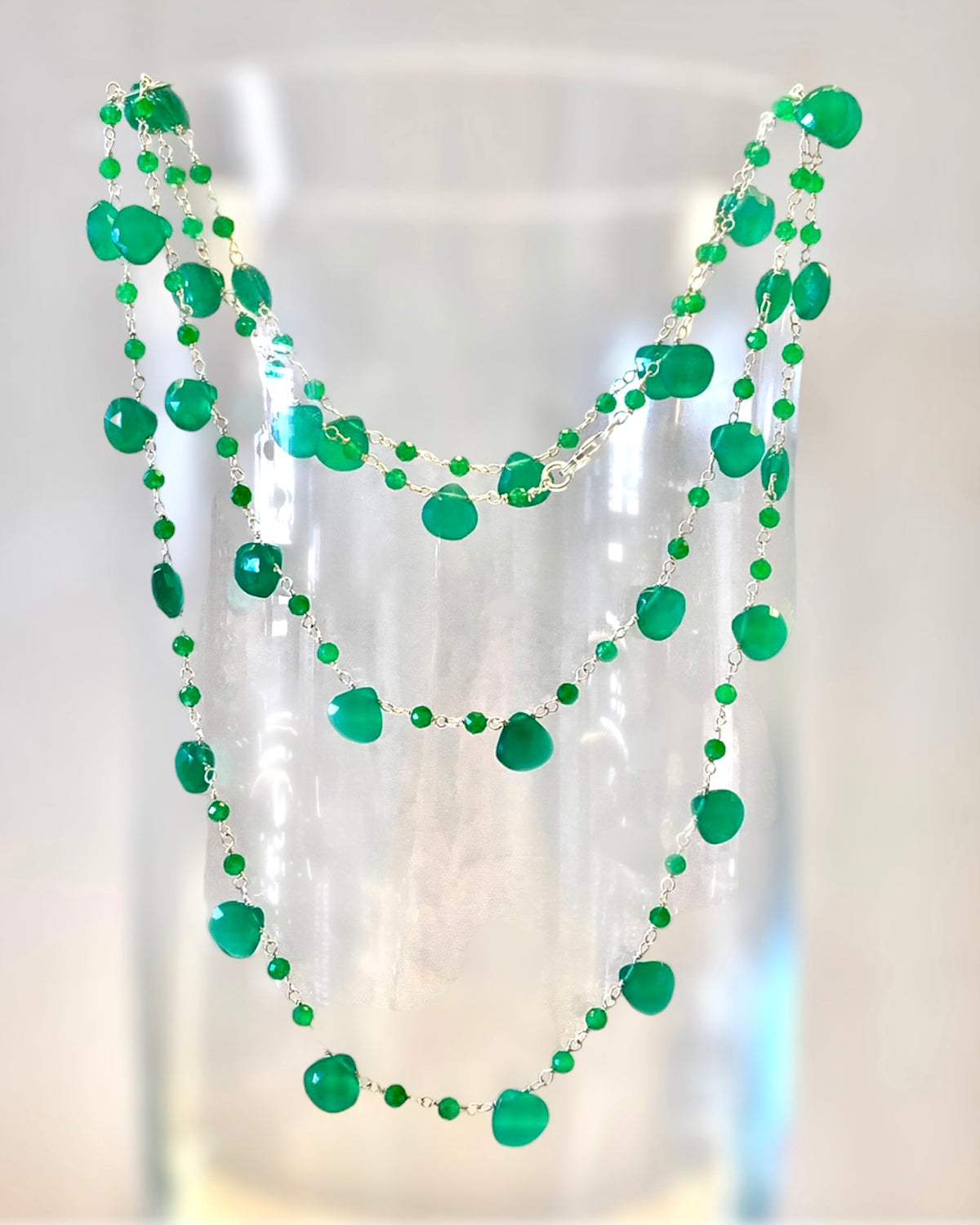 Collana tripla in argento e pietre semipreziose