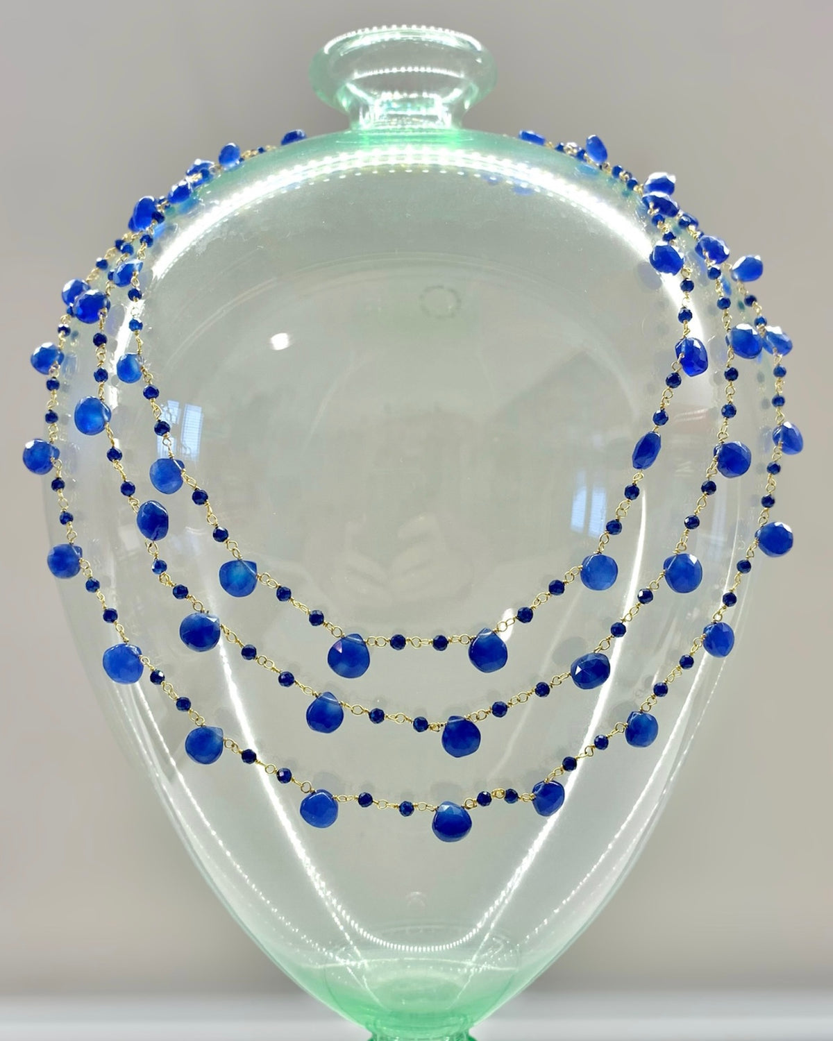 Collana tripla in argento e pietre semipreziose