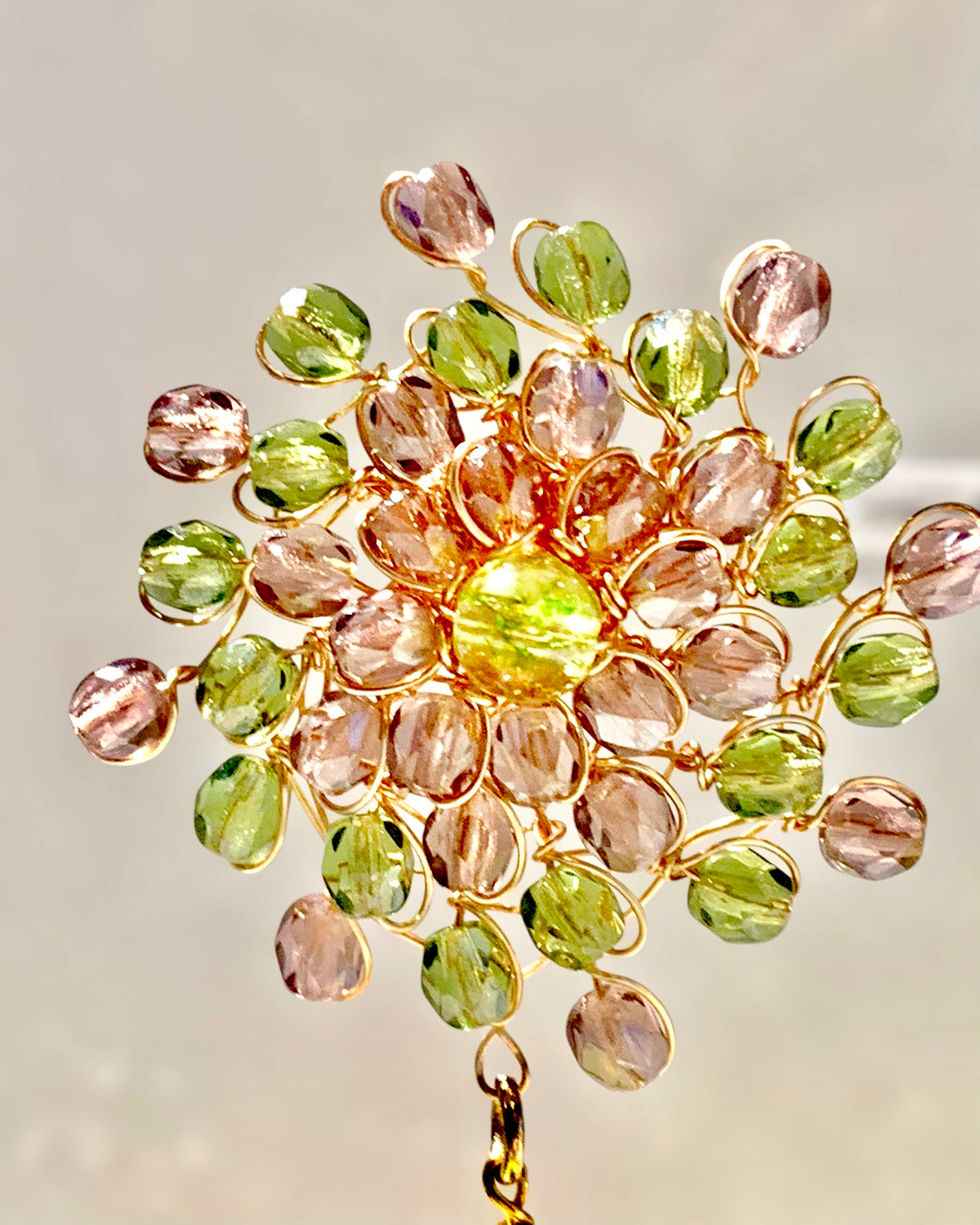Orecchini Mandàla rosa e verde