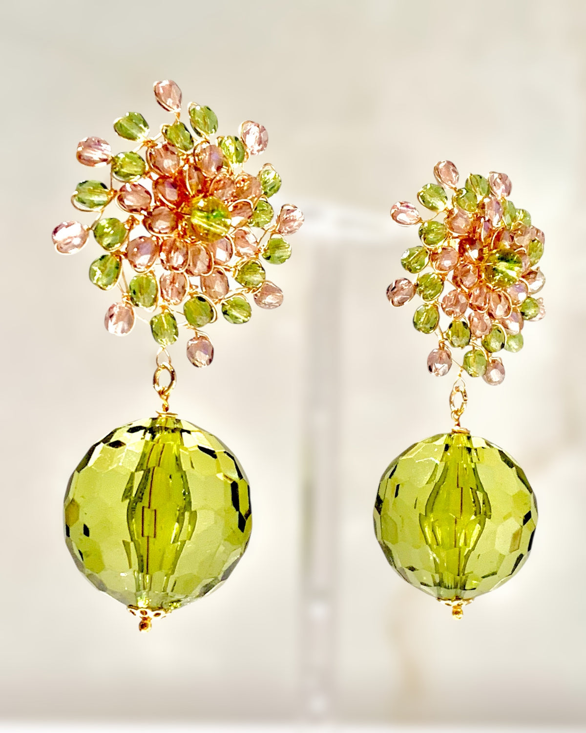 Orecchini Mandàla rosa e verde