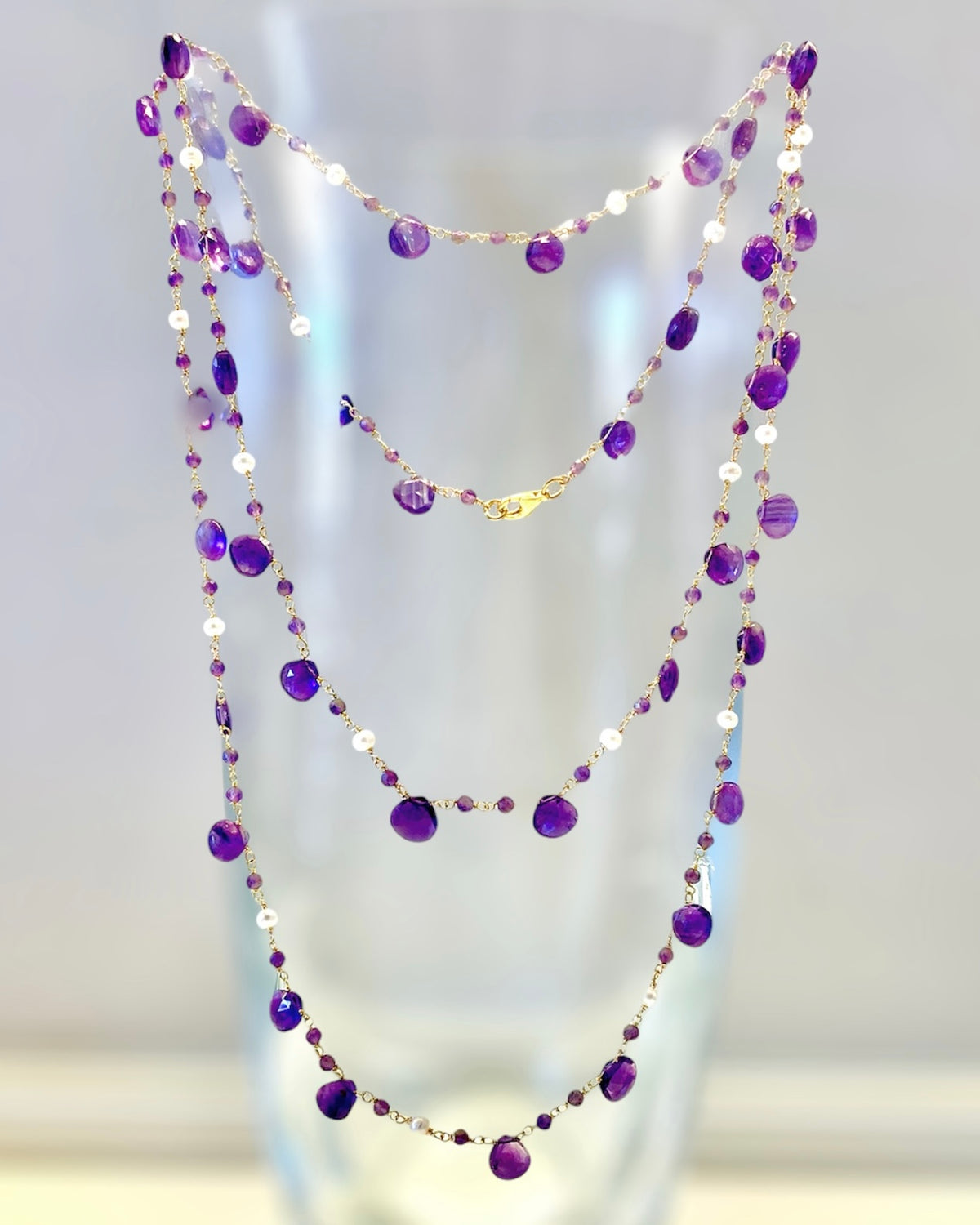 Collana tripla in argento e pietre semipreziose