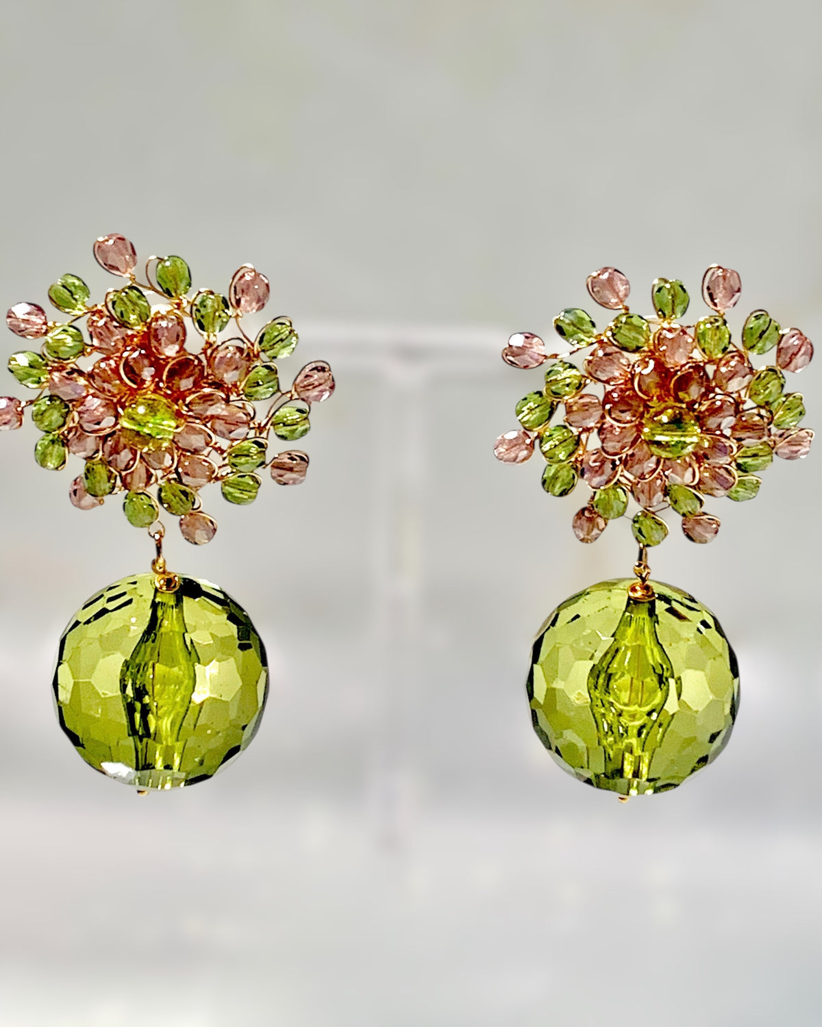 Orecchini Mandàla rosa e verde