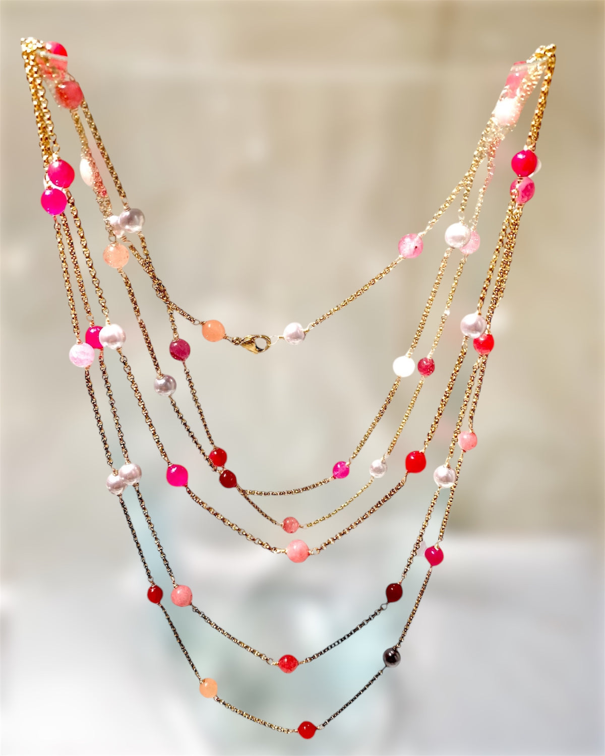 Collana ZIGULÌ rosa fragola
