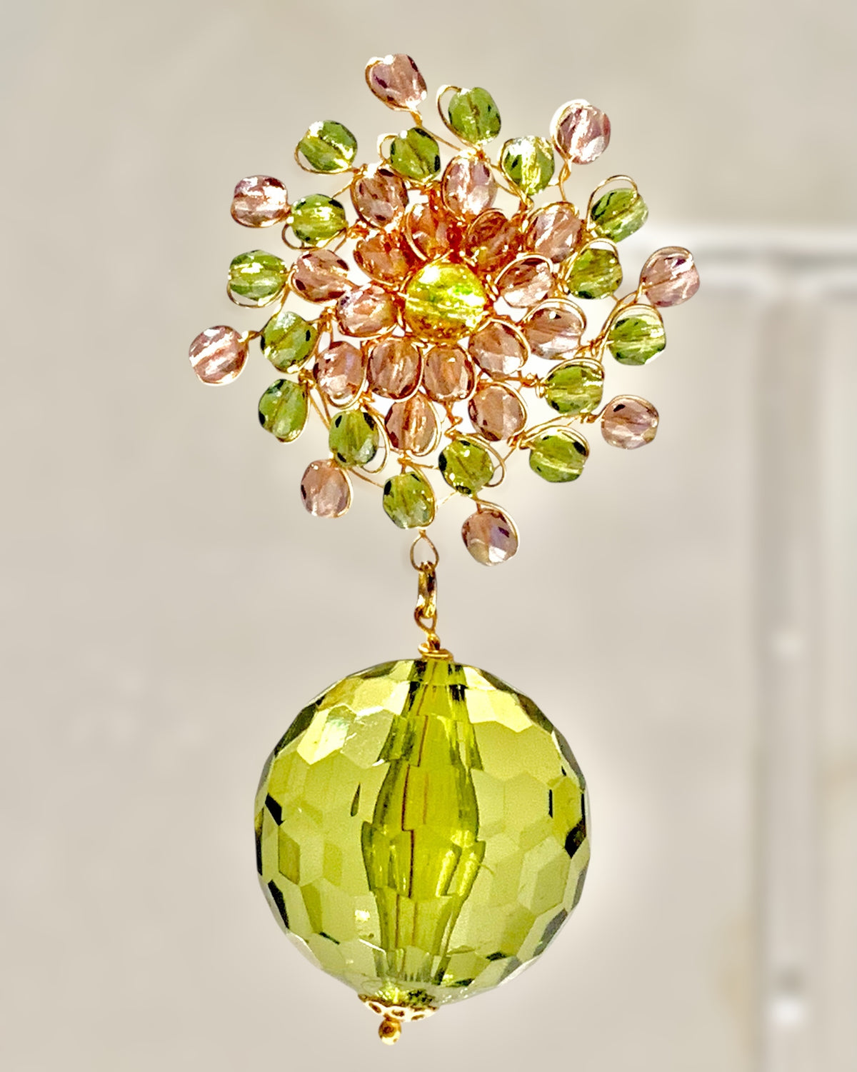 Orecchini Mandàla rosa e verde
